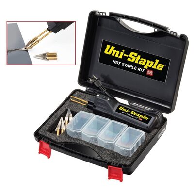 H&S AutoShot Uni-8000 Hot Staple Plastic Repair Gun Kit With V-Scored Staples And 2 Knives In Case