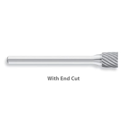 HTC Tool SB-51 Solid Carbide Burr, Cylinder Shape, Single Cut with End Cut