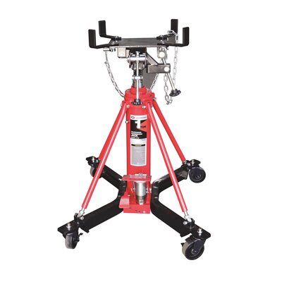 American Forge & Foundry Transmission Jack - Hydraulic - Telescopic - Two Stage - 2,000 Lbs. Capacity - 37" Min H to 76" High H - Manual Foot Pedal - Double Pump Quick Lift