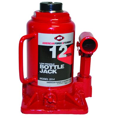American Forge & Foundry Bottle Jack - 12 Ton Capacity - Low Profile - Manual - Heavy Duty