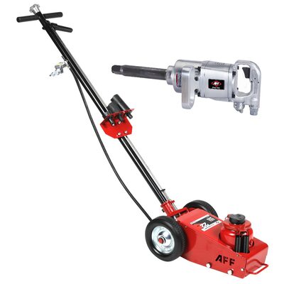 American Forge & Foundry Axle Jack - 22 Ton Capacity - Air/Hydraulic - Spring Return - w/ 3 pc Ext Kit & 2 pc Handle and 1 in. Drive Impact Wrench