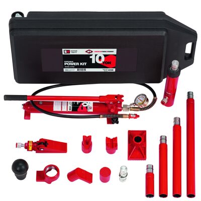 American Forge & Foundry Collision & Body Repair Kit - 10 Ton Capacity - 17 pc Kit - With 2 Speed Quick Pump - Includes Pressure Guage - SUPER DUTY