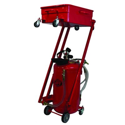 American Forge & Foundry Waste Oil Drain - Pressurized Evacuator w/ Suction Probes - Cantilever - 23.75 Gallon Capacity Steel Recovery Tank