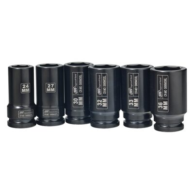 Ingersoll Rand 3/4" Drive Hex Deep Metric Impact Socket Set, 6-Piece
