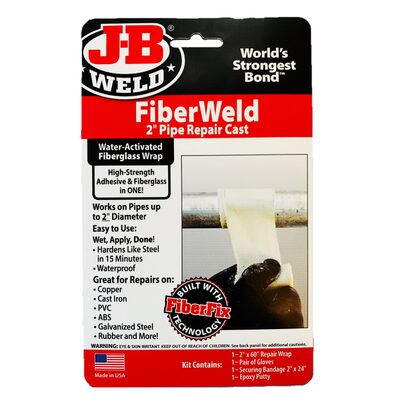 J B Weld J-B Weld 38260 FiberWeld Permanent Repair Cast 2x60 Inch - High Strength Adhesive Fiberglass Wrap - White