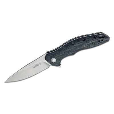 Kershaw Shoreline Assisted Open Liner Lock Drop Point Blade EDC Folding Pocket Knife with Stonewashed Finish- Black