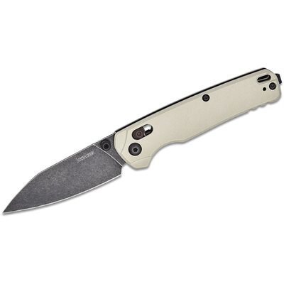 Kershaw Bel Air Manual Open DuraLock MagnaCut Reverse Tanto Blade EDC Folding Pocket Knife with BlackWash Finish - Bright Nickel