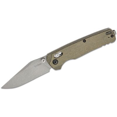 Kershaw Bel Air Manual Open DuraLock CPM MagnaCut Clip Point Blade with working finish EDC Folding Pocket Knife - Green Micarta
