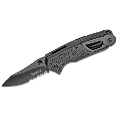 Kershaw Funxion EMT-Serrated Assisted Open LIner Lock Drop Point Blade Rescue Folding Pocket Knife - Black