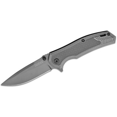 Kershaw Fringe Assisted Open Frame Lock Drop Point Blade EDC Folding Pocket Knife - Gray