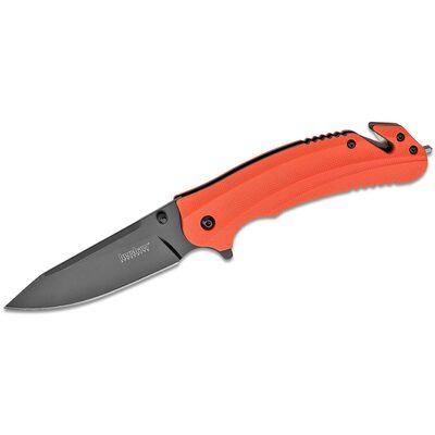Kershaw Barricade Assisted Open Liner Lock Drop Point Blade Rescue Folding Pocket Knife - Color Orange