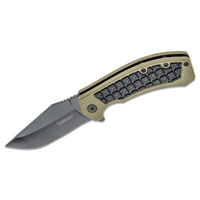 Kershaw Faultline Manual Open Inset Liner Lock Drop Point Blade EDC Folding Pocket Knife - Olive/Black