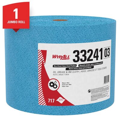 Kimberly Clark WypAll 33241 Jumbo Roll Cloth, 13.4 x 9.8 in, 717, Polypropylene, Blue, 1 Plys
