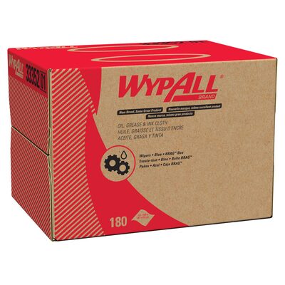 Kimberly Clark WypAll 33352 Brag Box Cloth, 16.8 x 12.1 in, 180, Polypropylene, Blue, 1 Plys