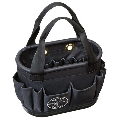 Klein Tools Hard-Body Bucket, 15-Pocket Oval Bucket, Orange/Black