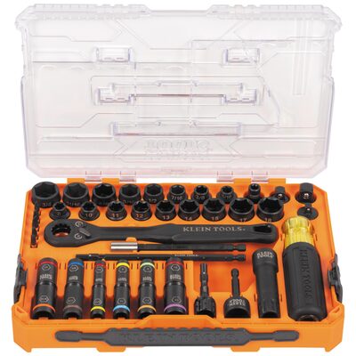 Klein Tools KNECT&trade; Quad-16 Heavy-Duty Impact Flip Sockets, SAE and Metric, 6-Piece