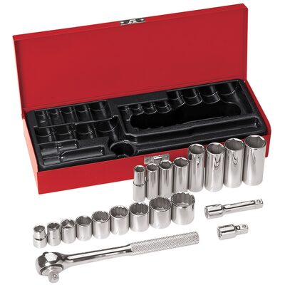 Klein Tools 3/8-Inch Drive Socket Wrench Set, 20-Piece