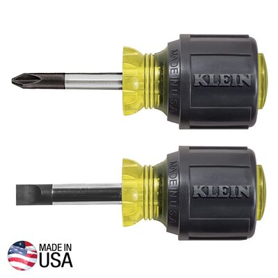 Klein Tools Screwdriver Set, Stubby Slotted and Phillips, 2-Piece