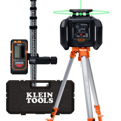Klein Tools Green Rotary Laser Level, Self-Leveling with Plumb Spot and Tripod