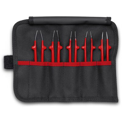 KNIPEX 5 Pc Stainless Steel Tweezer Set in a Tool Roll-1000V Insulated