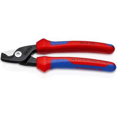 KNIPEX 6 1/4" Cable Shears with StepCut Cutting Edges w/Multi-Component Handle packaged in clam shell