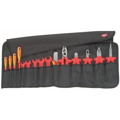 KNIPEX 15-Piece Tool Roll Bag with Insulated Tools for Wo
