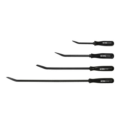 K Tool International Pry Bar Set Bent End 4 Piece w/ Black Square Handle