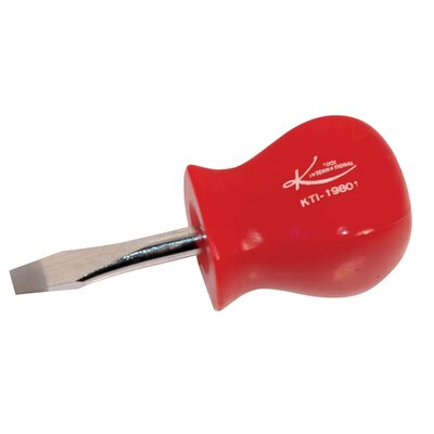 K Tool International Stubby Slotted Screwdriver with Red Square Handle