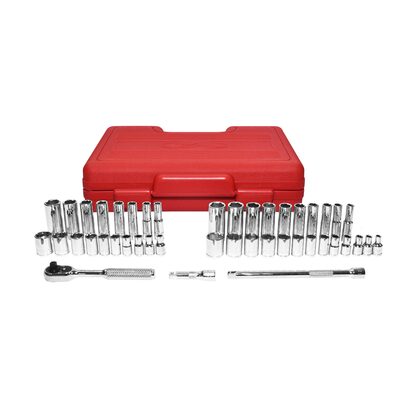 K Tool International Socket Set SAE and Metric 6 pt. 1/4 in. Dr 44 Pieces