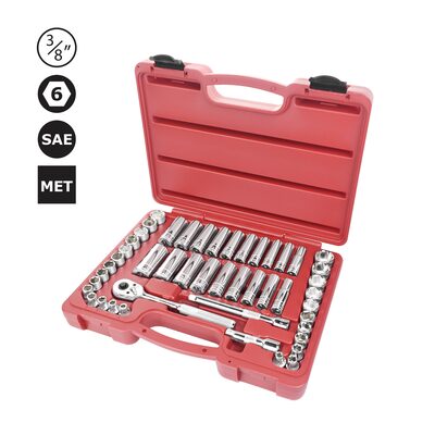K Tool International Socket Set 3/8 in. Dr SAE and 6 pt Metric 47 Piece