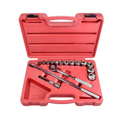K Tool International Socket Set 16 Piece SAE 1/2" Dr 6 pt Shallow