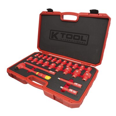 K Tool International Socket Wrench Set Insulated 1/2" 24Pc