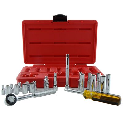 K Tool International 21-PC 1/4" DR 6-PT MM CHR SOC SET