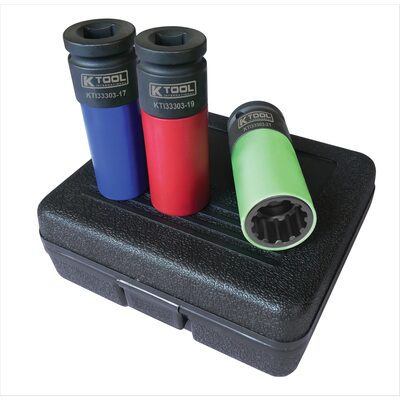 K Tool International Protective Wheel Socket Set 3 Piece 1/2 Inch Drive Spline