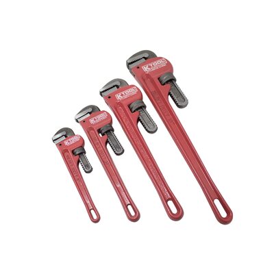 K Tool International Pipe Wrench Set 4 Piece: 8 Inch, 10 Inch, 14 Inch, 18 Inch