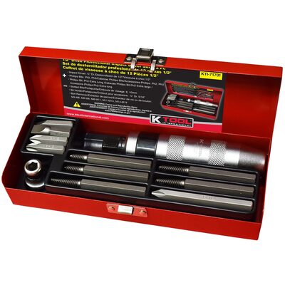 K Tool International Impact Driver Set Professional 12 Piece 1/2 Inch Drive