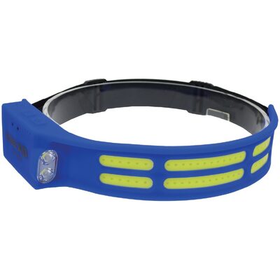 K Tool International Headlight 600 Lumen COB Flexible with Motion Sensor and Side Flashlight Blue