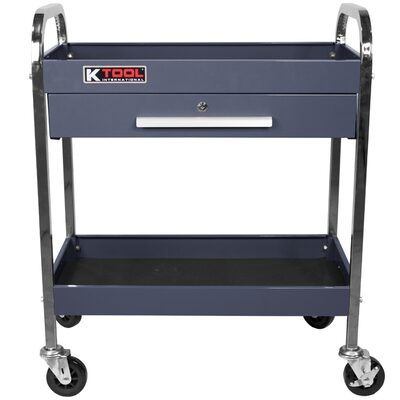 K Tool International Service Tool Cart Steel 1-Drawer 2-Shelves (Gray Blue)
