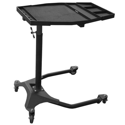 K Tool International Adjustable Work Tray Work Table, 29" x 20" Steel Top, Mobile Garage Service Tray