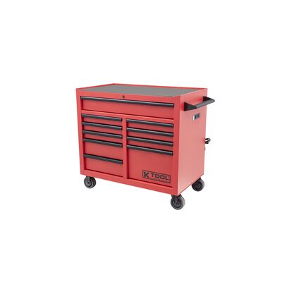 K Tool International Tool Box 41 Inch Premium 10 Drawer Double Bay 1,000 Pound (Matte Red)