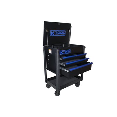 K Tool International 35&rdquo; 3 Drawer Service Cart Black / Blue