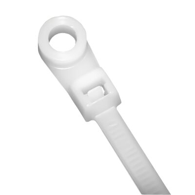 K Tool International Cable Zip Tie 7 Inch Natural 100/Pack 50 Pound Tensile with Mount Head