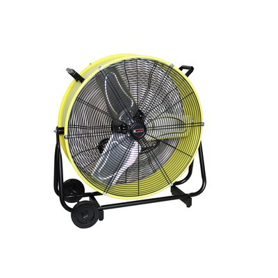 K Tool International Drum Fan 24 Inch Industrial Direct Drive Tilting, Safety Yellow