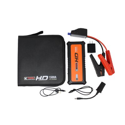 K Tool International Compact Jump Starter for Gasoline and Diesel Engines 1500 amp, 12-volt, 24,000mAh