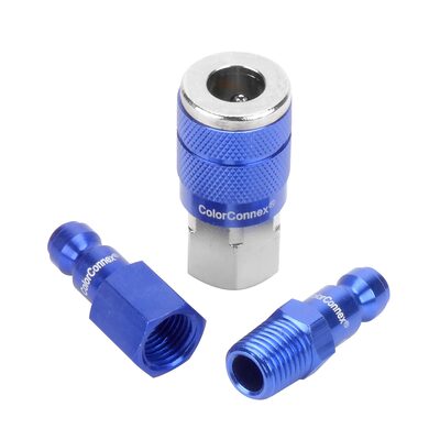 Legacy Manufacturing ColorConnex Coupler and Plug Kit, 3-Piece, Type C, 1/4" Body, 1/4" NPT, Blue