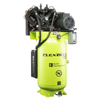 Legacy Manufacturing Flexzilla&reg; Pro Piston Air Compressor with Silencer&trade;, 3-Phase, Stationary, 7.5 HP, 80 Gallon, 230 Volt, 2-Stage, Vertical, ZillaGreen&trade;