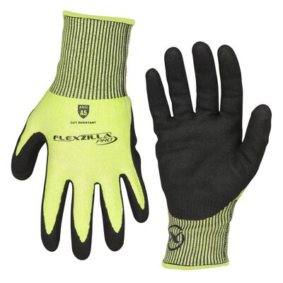 Legacy Manufacturing Flexzilla&reg; Pro Cut Resistant Sandy Nitrile Dip Gloves, ANSI Level 5, Black/ZillaGreen&trade;, XL