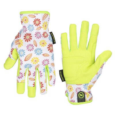 Legacy Manufacturing Flexzilla&reg; Garden Utility Gloves, Synthetic Leather, Floral/ZillaGreen&trade;, For Women, M