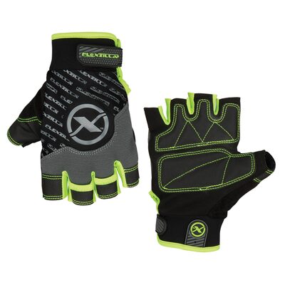 Legacy Manufacturing Flexzilla&reg; High Dexterity Fingerless Gloves, Polyurethane Palm, Gray/Black/ZillaGreen&trade;, XXL