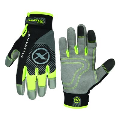 Legacy Manufacturing Flexzilla&reg; Pro High Dexterity Zillanator Gloves, Synthetic Leather, Gray/Black/ZillaGreen&trade;, XXL